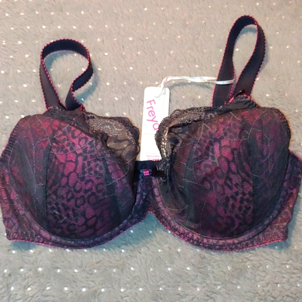 Freya Hot Pink & Grey Icon Underwire Plunge Bra